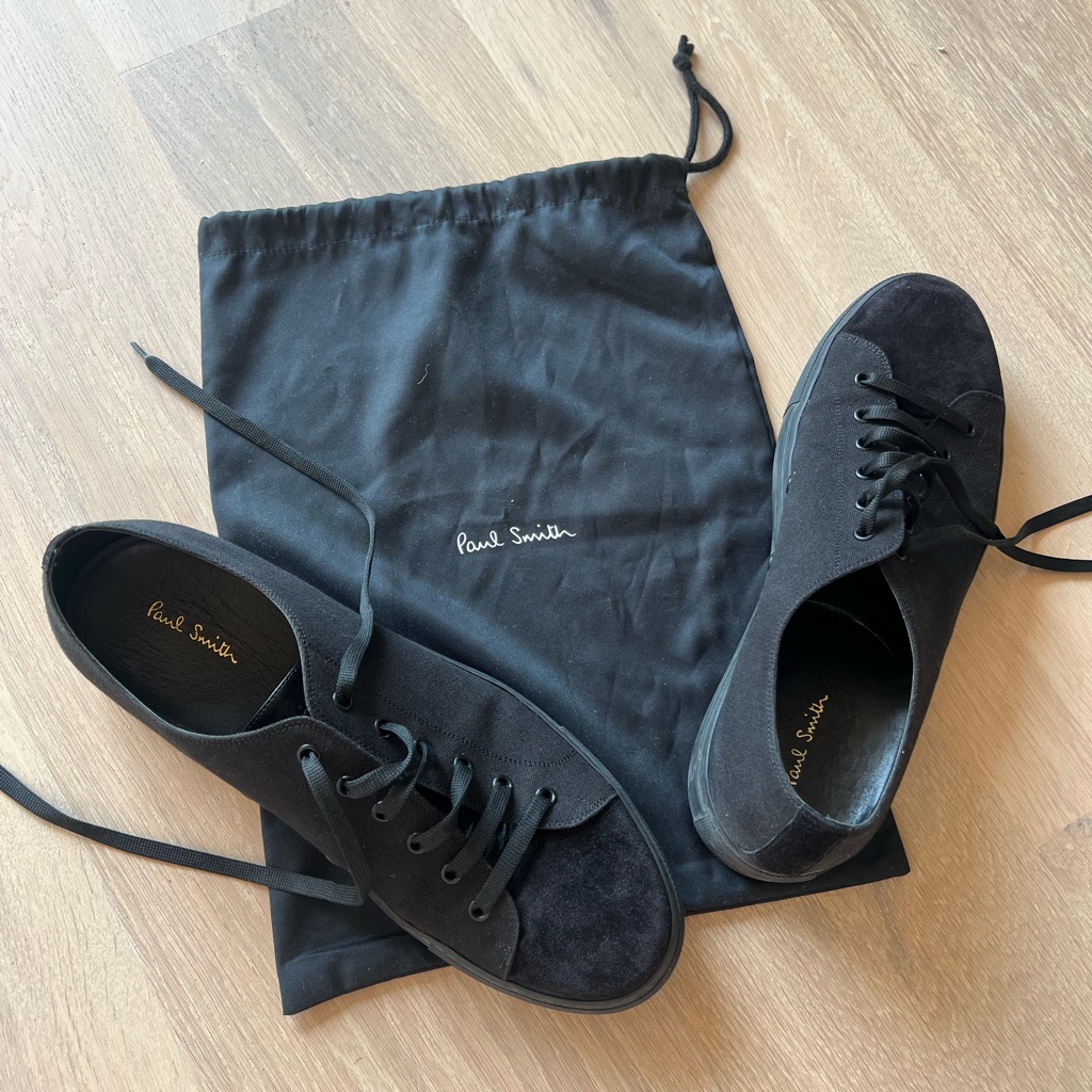 Paul Smith Black Sneakers Canvas, Leather & Suede Size 45 New